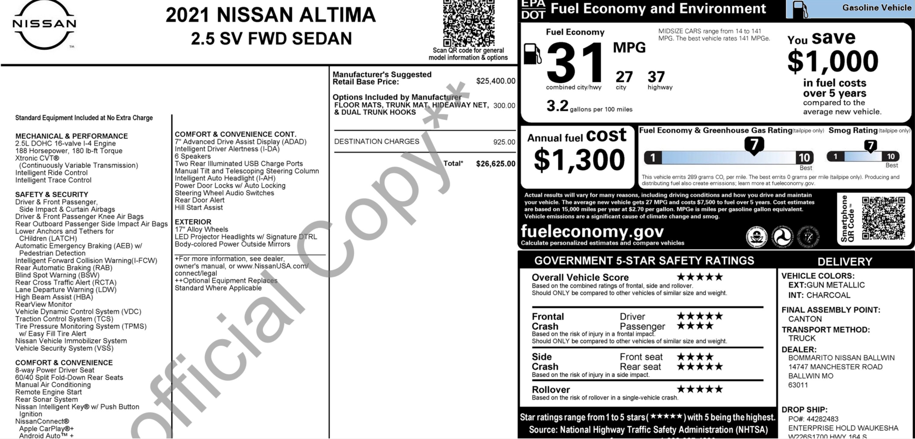Used 2021 Nissan Altima 2.5 SV FWD image 2