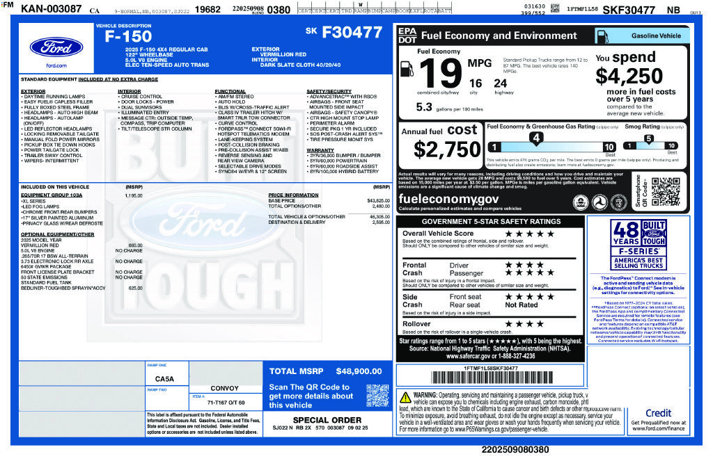 Used 2025 Ford F150 XL w/ Equipment Group 103A High AWD/4WD image 36