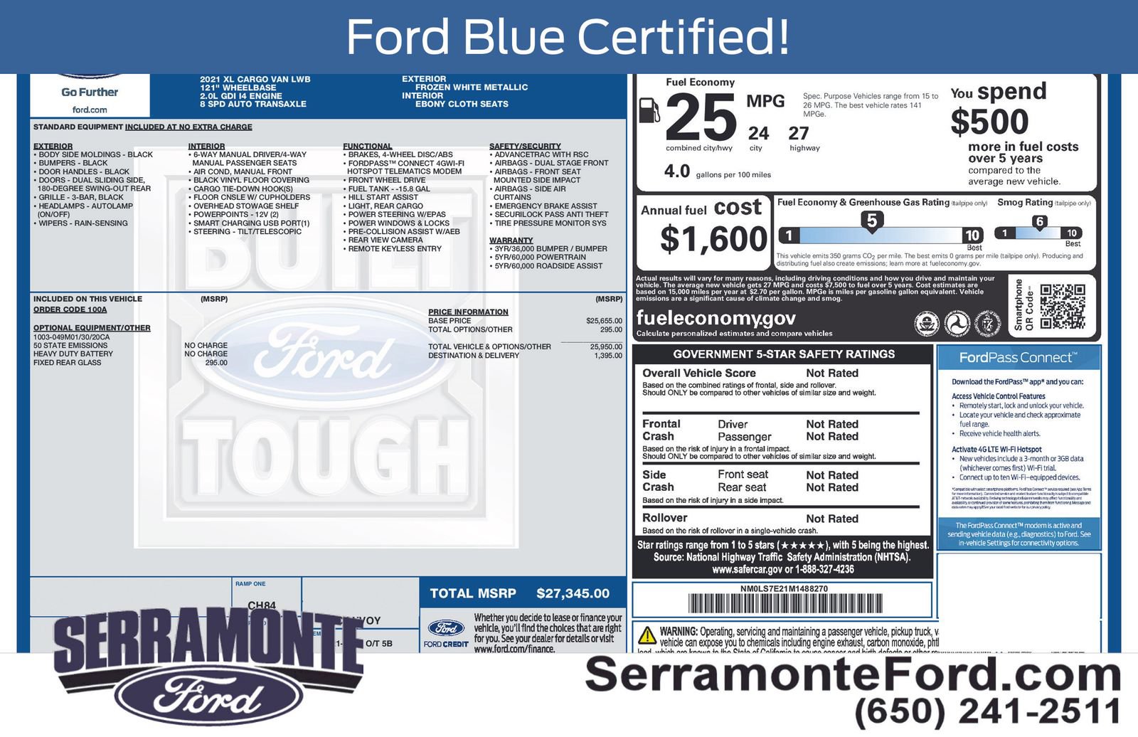 Certified 2021 Ford Transit Connect XL FWD image 15