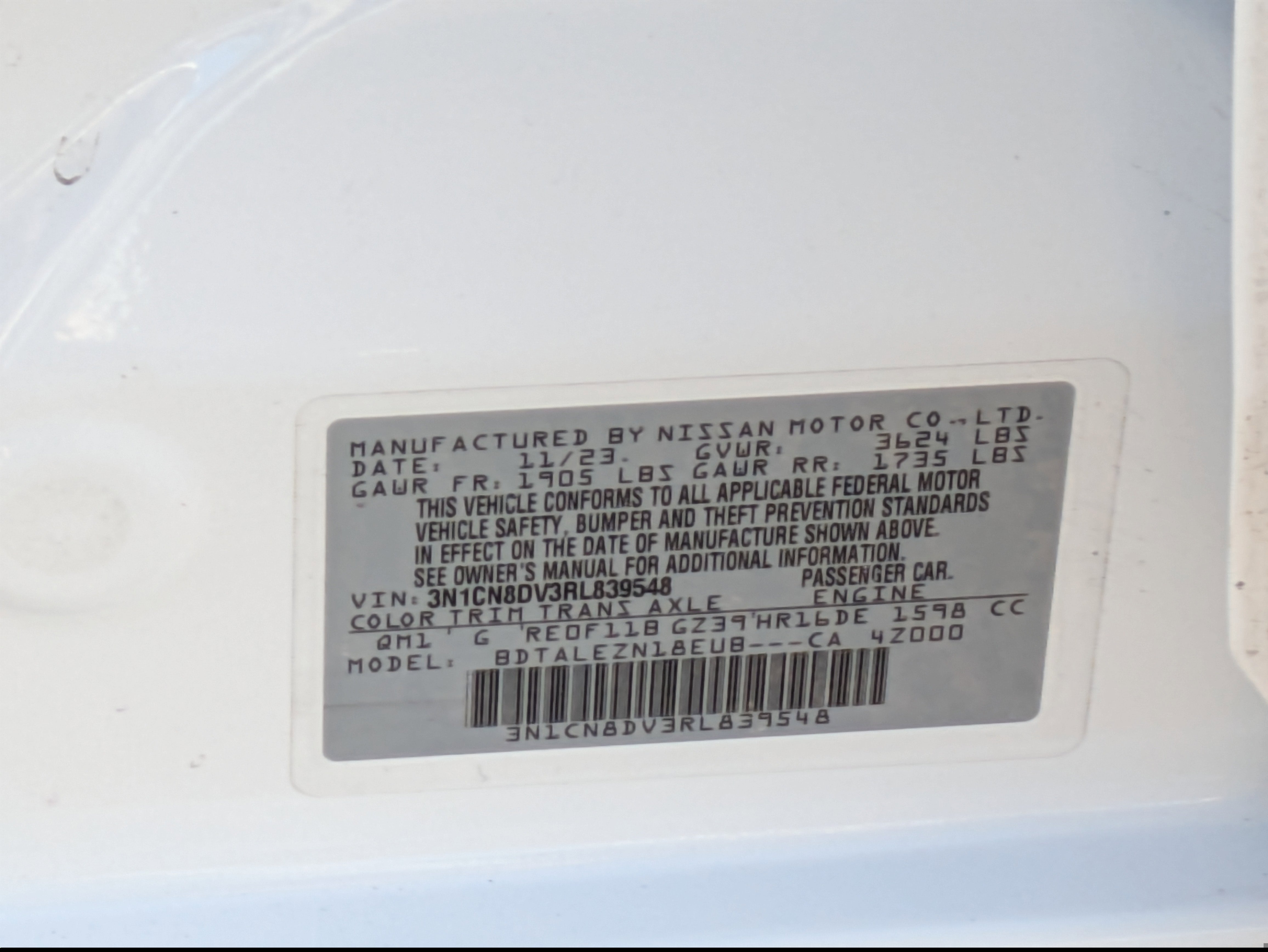 Used 2024 Nissan Versa S w/ Trunk Package image 30