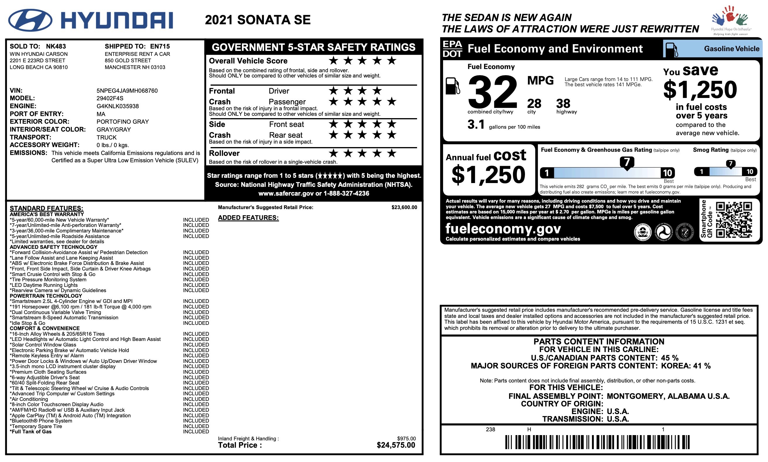 Used 2021 Hyundai Sonata SE FWD image 3