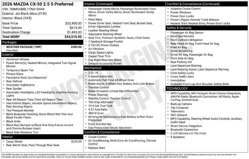 New 2026 MAZDA CX-50 AWD 2.5 S w/ Weather Package image 35