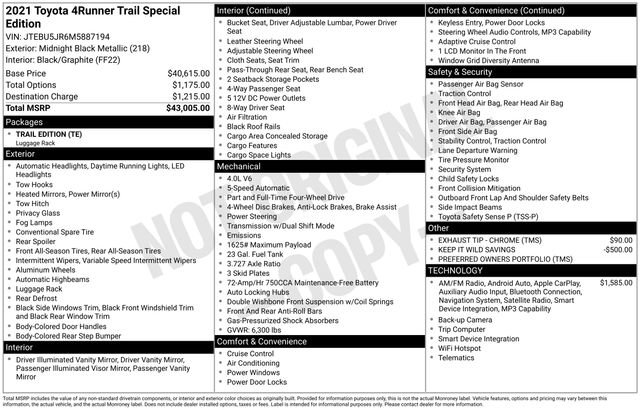 Certified 2021 Toyota 4Runner Trail Special Edition AWD/4WD image 11
