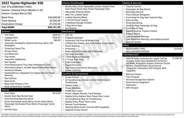 Used 2022 Toyota Highlander XSE AWD/4WD image 46