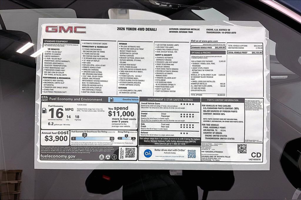 New 2026 GMC Yukon Denali w/ Sun & Power Step Package AWD/4WD image 33