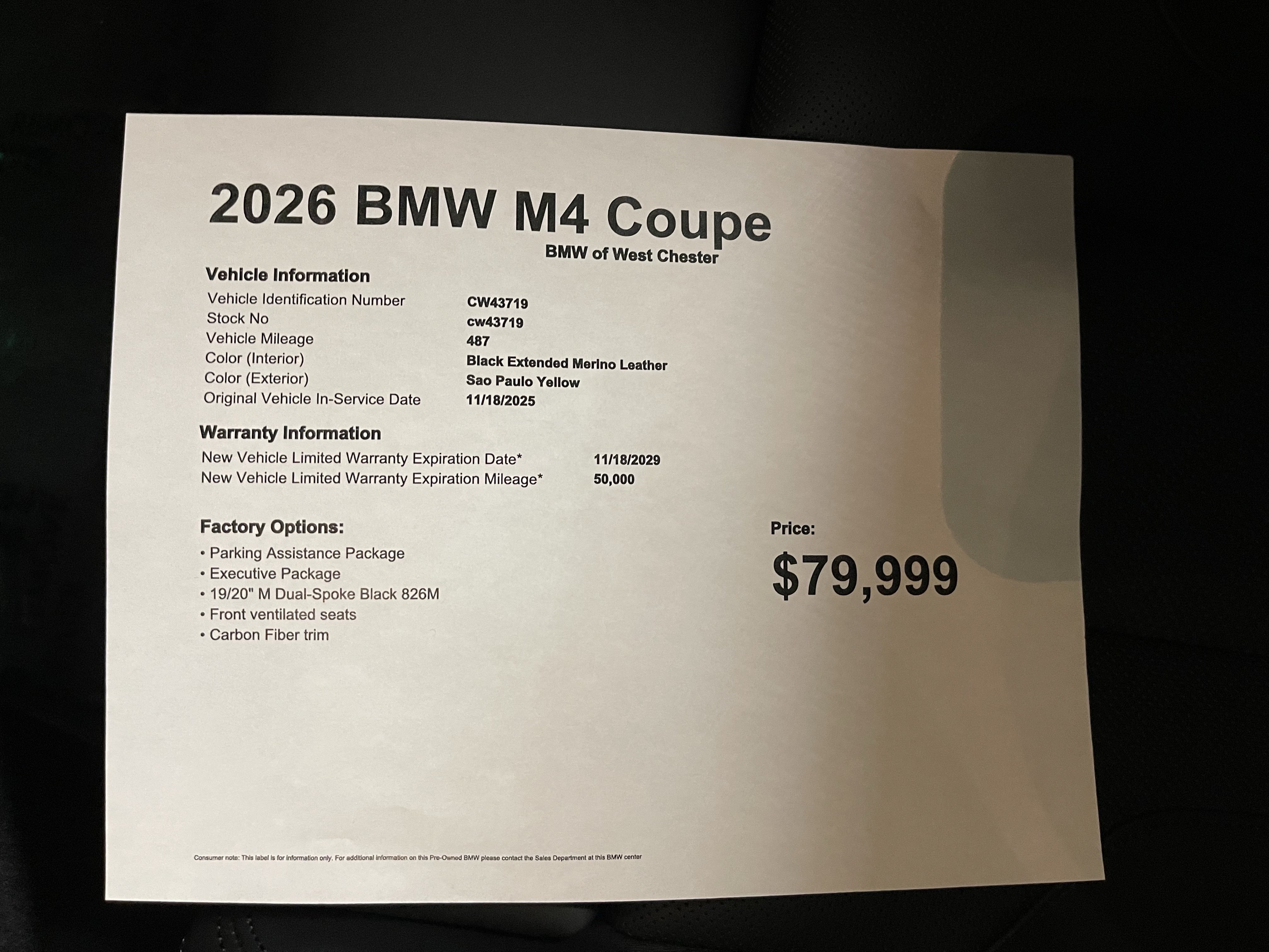 Used 2026 BMW M4 Coupe w/ Executive Package RWD image 17