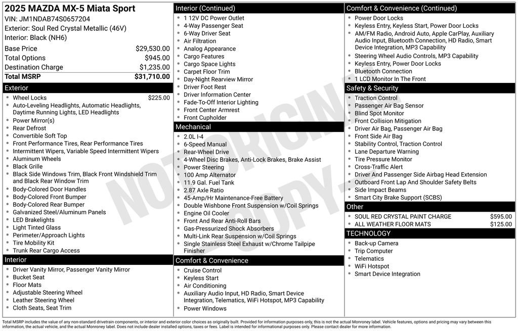 New 2025 MAZDA MX-5 Miata Sport image 28