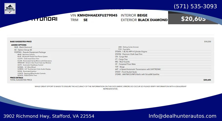 Used 2015 Hyundai Elantra SE w/ Option Group 02 FWD image 35