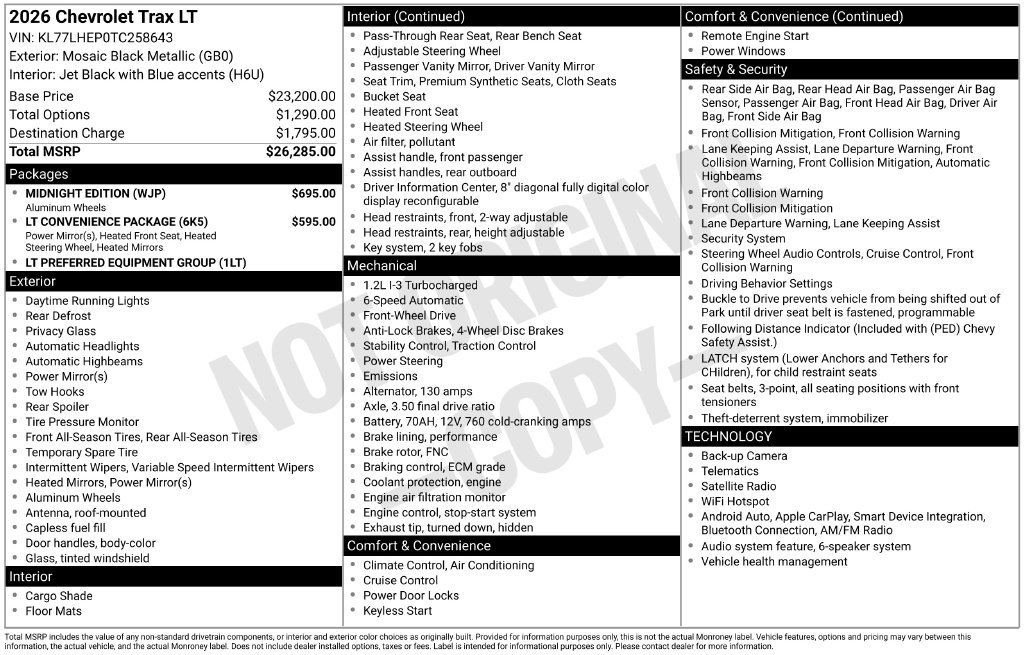 New 2026 Chevrolet Trax LT w/ Midnight Edition FWD image 2