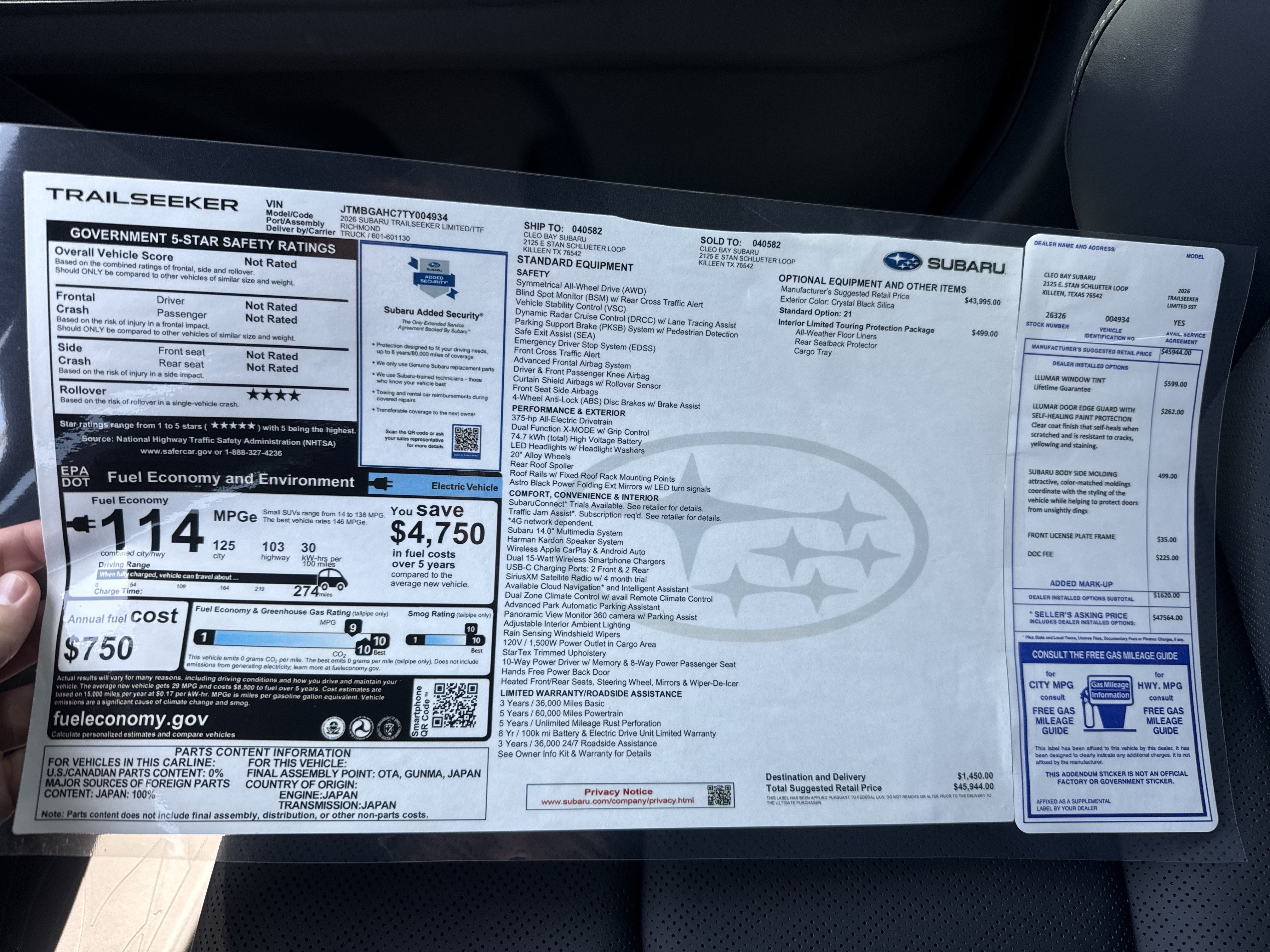 New 2026 Subaru Trailseeker w/ Interior Protection Package AWD/4WD image 31