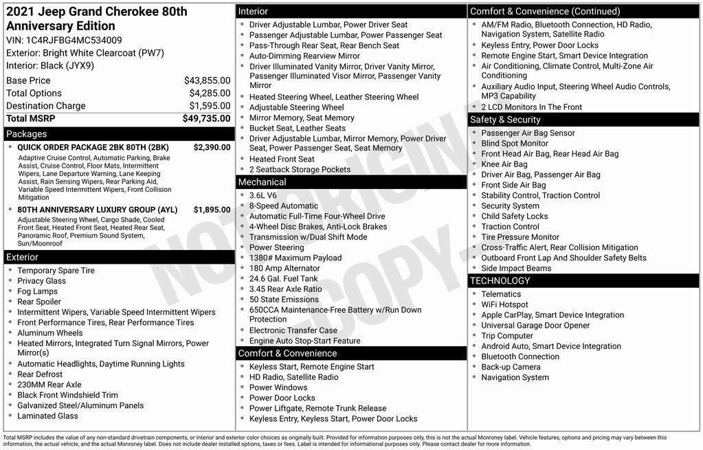 Used 2021 Jeep Grand Cherokee Limited w/ Quick Order Package 28K 80th image 2