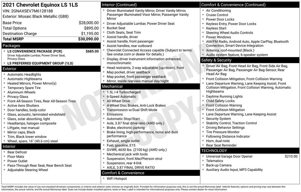 Certified 2021 Chevrolet Equinox LS w/ LS Convenience Package AWD/4WD image 49