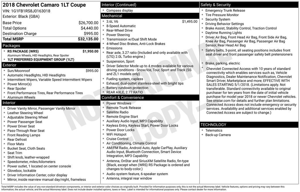 Used 2018 Chevrolet Camaro LT w/ RS Package image 40