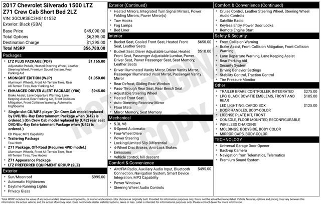 Used 2017 Chevrolet Silverado 1500 LTZ Z71 w/ LTZ Plus Package AWD/4WD image 3