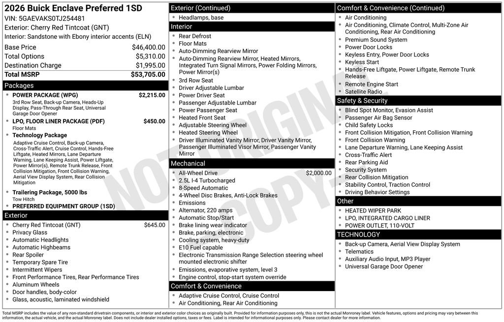 New 2026 Buick Enclave Preferred w/ Power Package AWD/4WD image 50