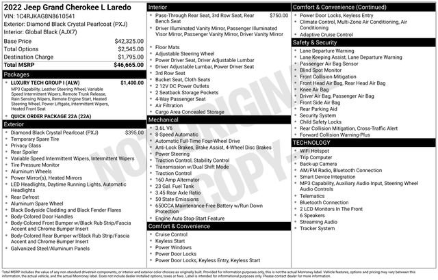 Used 2022 Jeep Grand Cherokee L Laredo w/ Luxury Tech Group I AWD/4WD image 15