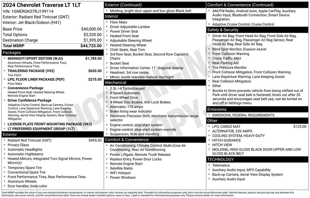 Used 2024 Chevrolet Traverse LT w/ Midnight/Sport Edition image 6