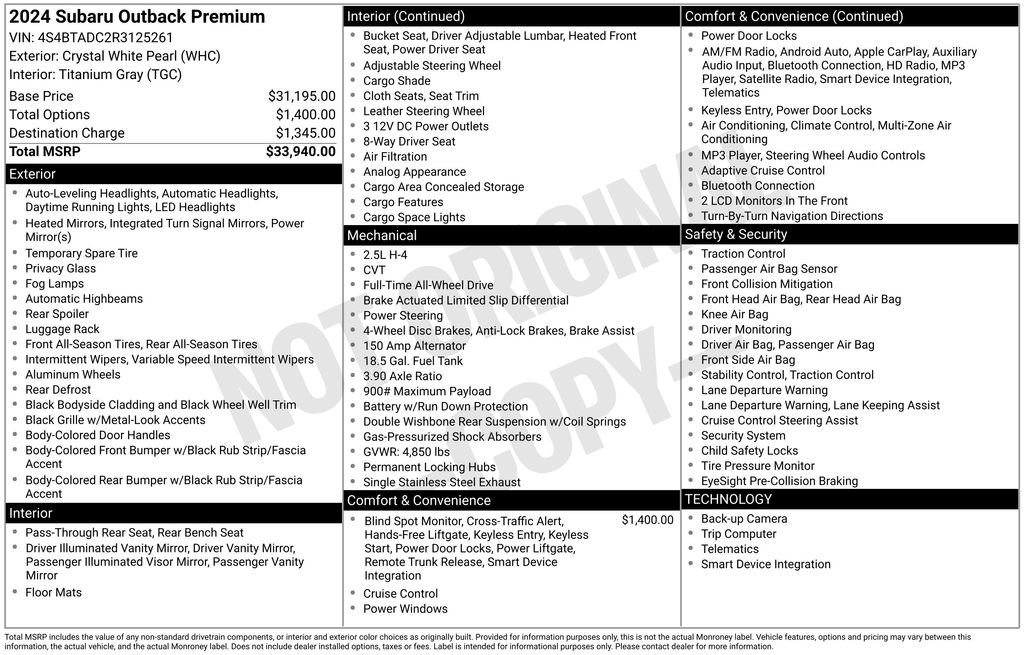 Used 2024 Subaru Outback Premium image 27
