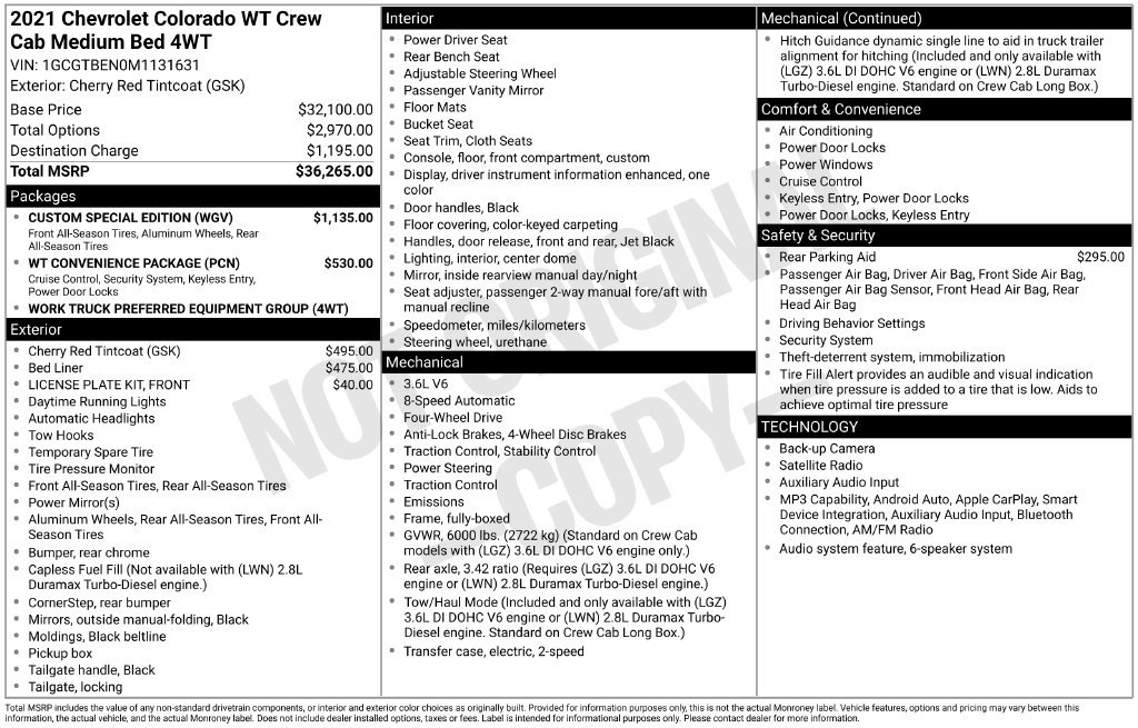 Used 2021 Chevrolet Colorado W/T w/ Custom Special Edition AWD/4WD image 3