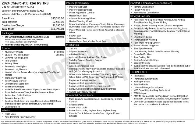 Used 2024 Chevrolet Blazer RS w/ Enhanced Convenience Package AWD/4WD image 2