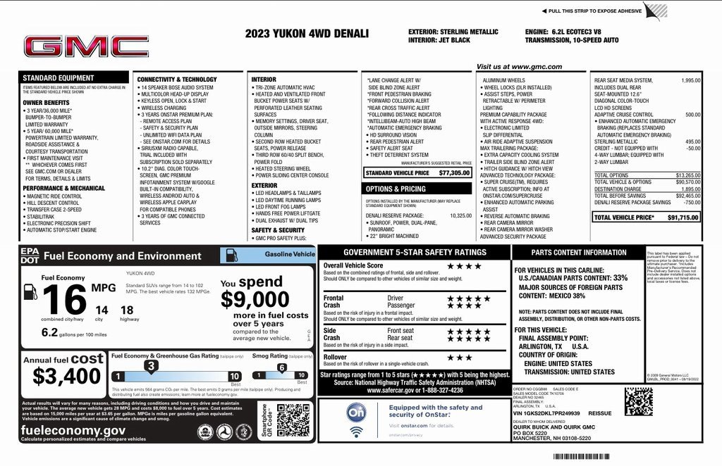Used 2023 GMC Yukon Denali w/ Denali Reserve Package