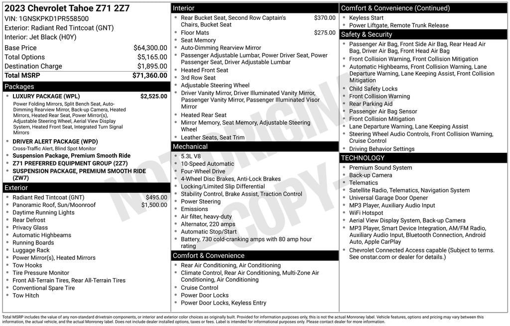 Used 2023 Chevrolet Tahoe Z71 w/ Luxury Package AWD/4WD image 11