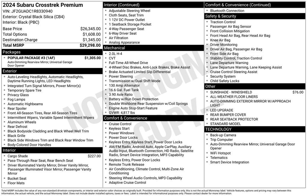 Used 2024 Subaru Crosstrek 2.0i Premium w/ Popular Package #3 image 5