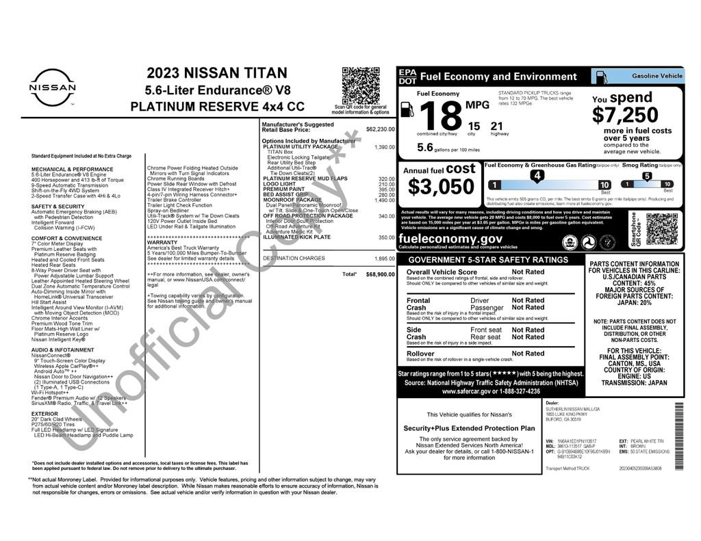 Certified 2023 Nissan Titan Platinum Reserve w/ Moonroof Package AWD/4WD image 3