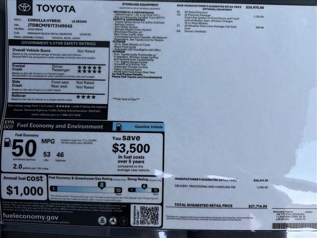 New 2026 Toyota Corolla LE FWD image 24