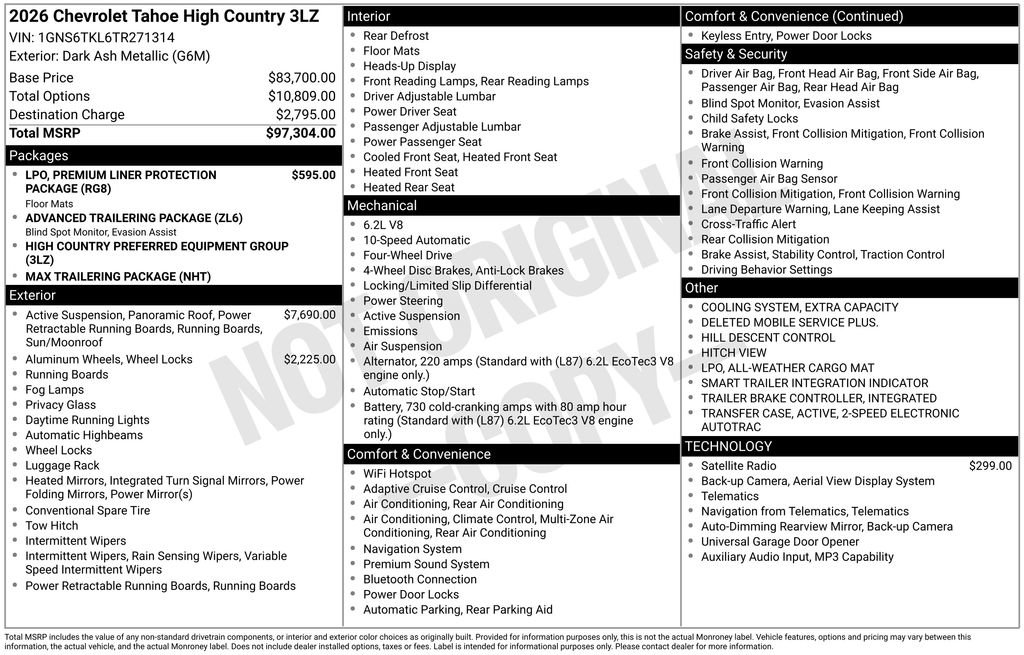 New 2026 Chevrolet Tahoe High Country AWD/4WD image 38