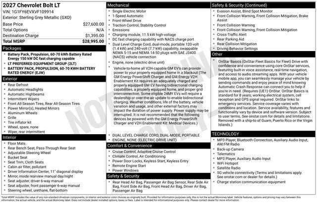 New 2027 Chevrolet Bolt LT FWD image 41