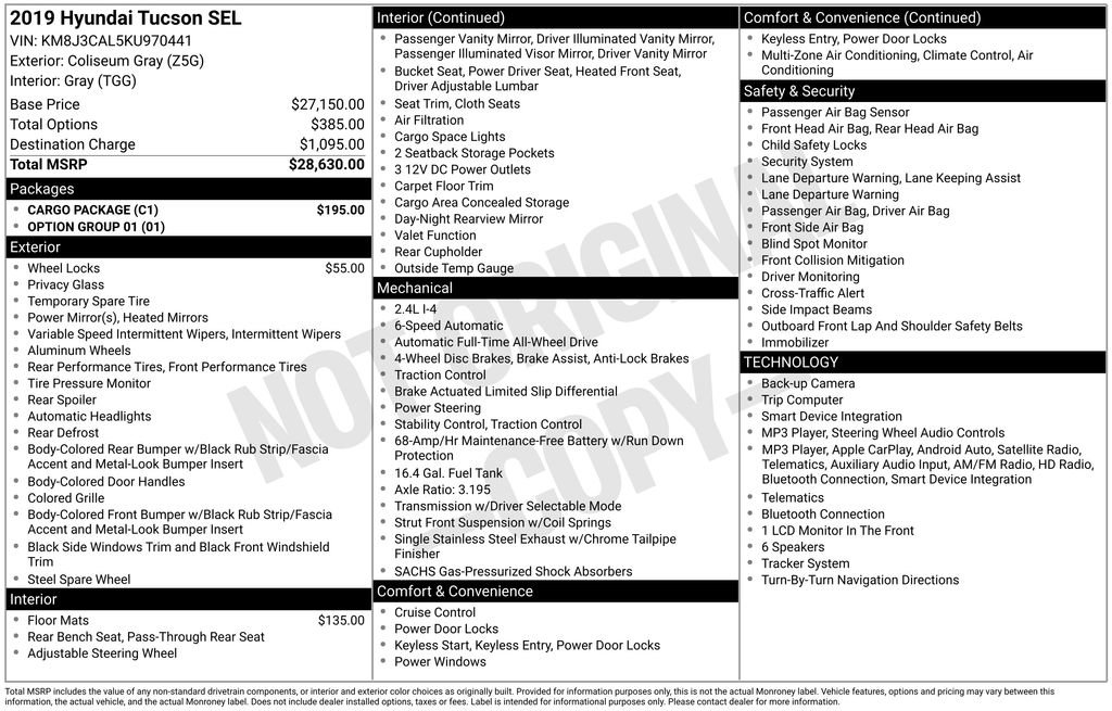 Used 2019 Hyundai Tucson SEL w/ Cargo Package AWD/4WD image 6