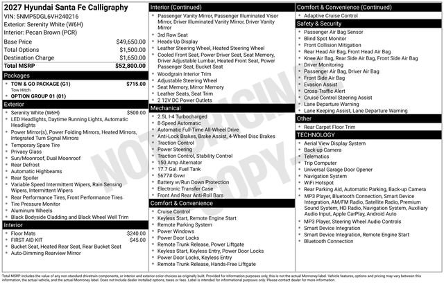 New 2027 Hyundai Santa Fe Calligraphy w/ Tow & Go Package AWD/4WD image 4