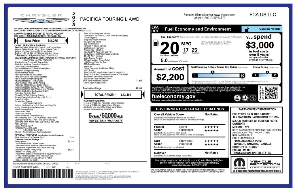 Used 2023 Chrysler Pacifica Touring-L w/ Uconnect Theater Family Group image 4