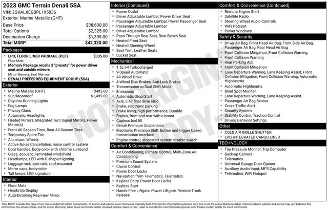 Certified 2023 GMC Terrain Denali w/ LPO, Floor Liner Package AWD/4WD image 7