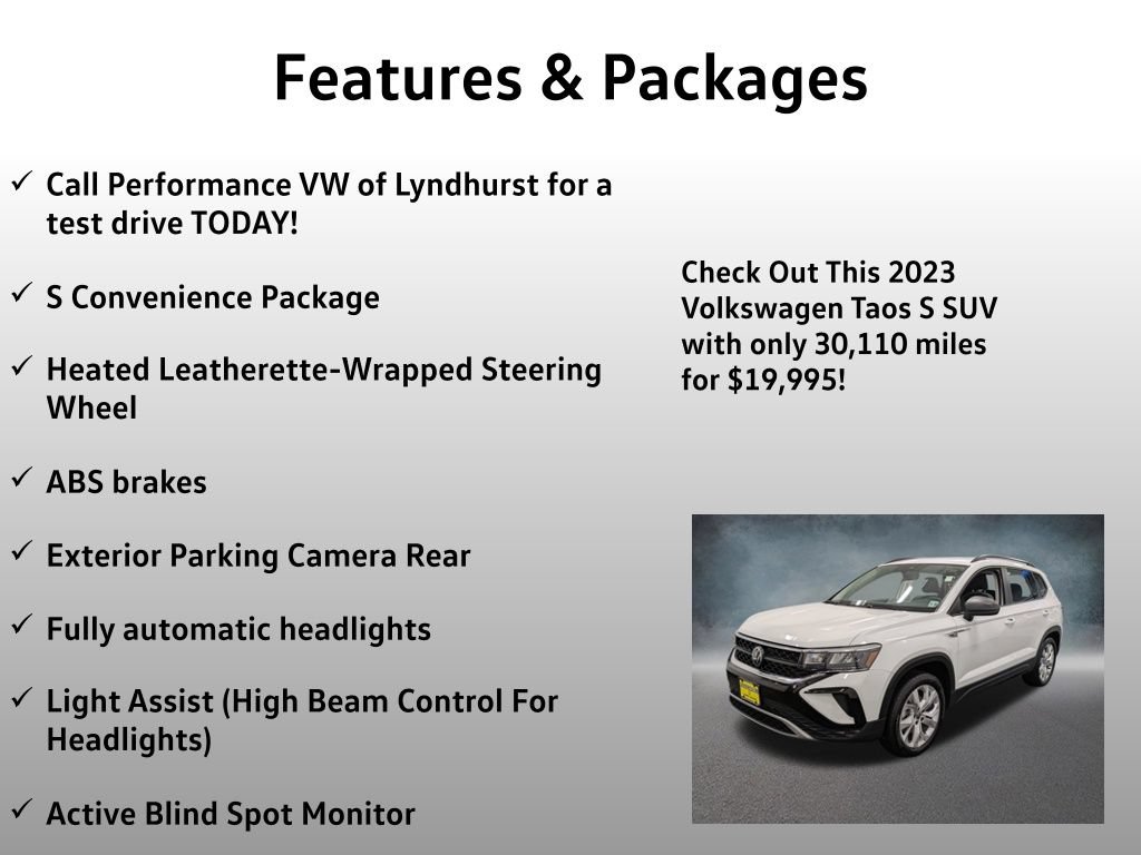 Used 2023 Volkswagen Taos S w/ IQ Drive S Package AWD/4WD image 4