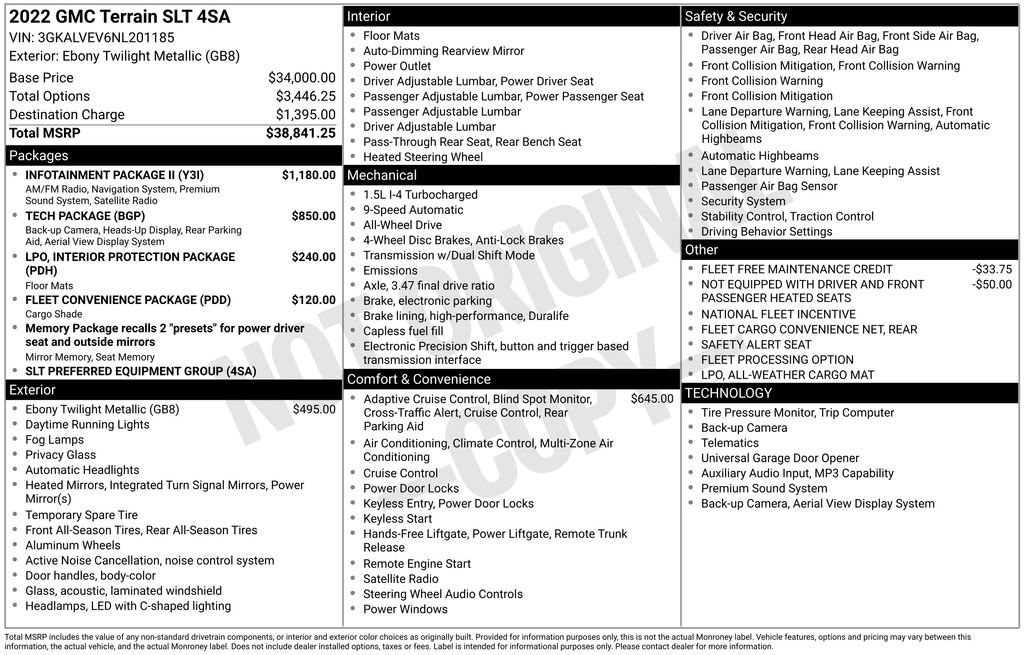 Used 2022 GMC Terrain SLT w/ Infotainment Package II AWD/4WD image 2