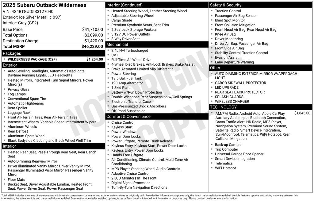 Used 2025 Subaru Outback Wilderness w/ Wilderness Package image 18
