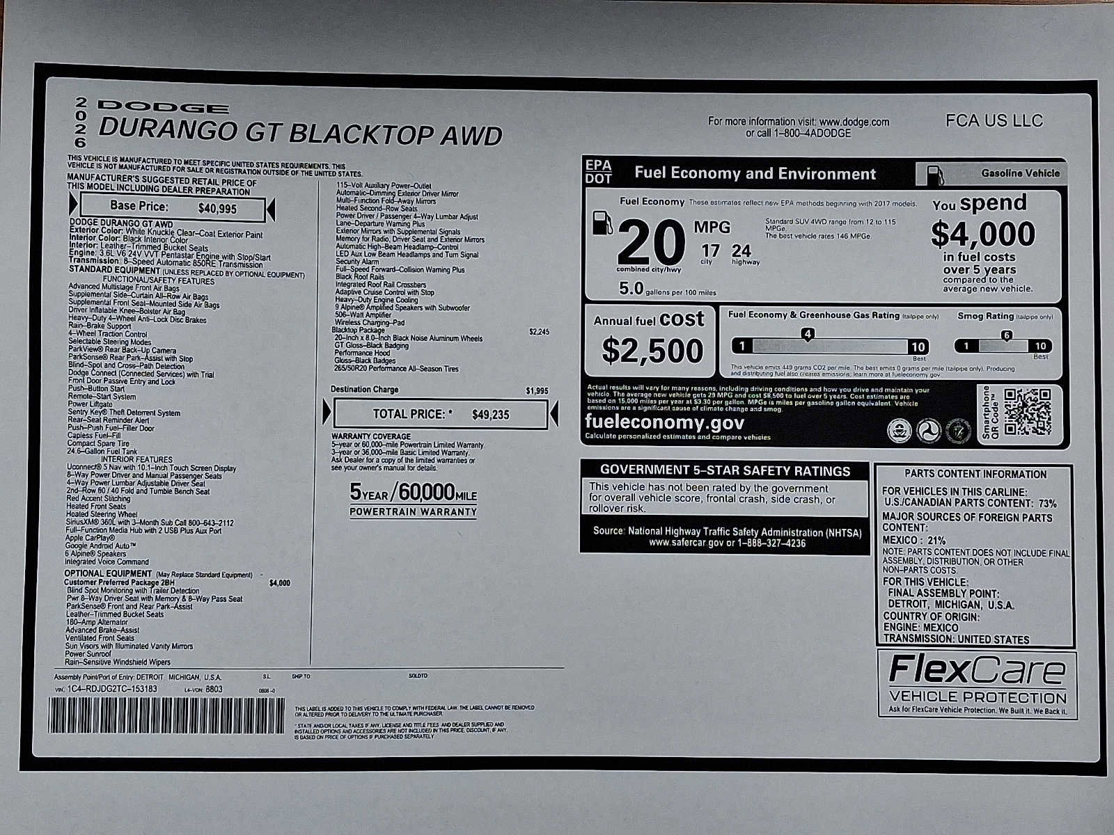 New 2026 Dodge Durango GT image 21