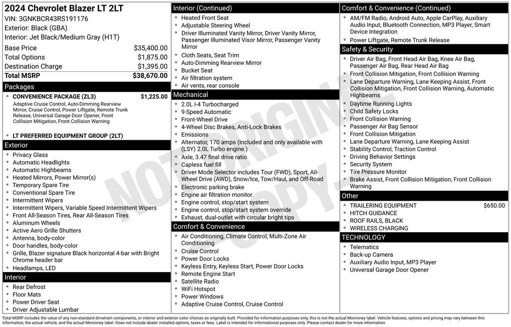 Used 2024 Chevrolet Blazer LT w/ Convenience Package image 36