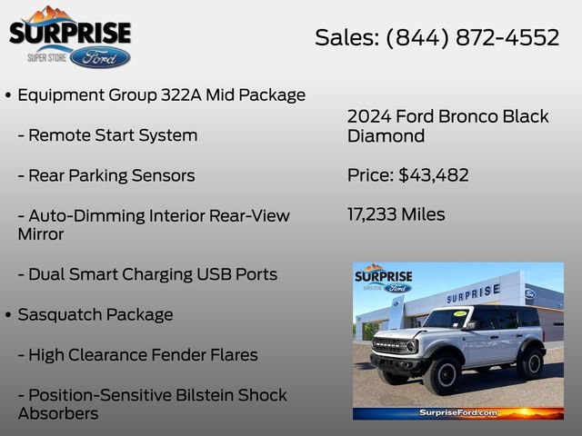 Certified 2024 Ford Bronco Black Diamond w/ Sasquatch Package AWD/4WD image 13