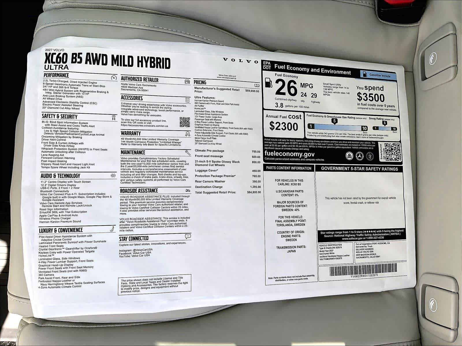 New 2027 Volvo XC60 B5 Ultra AWD/4WD image 35