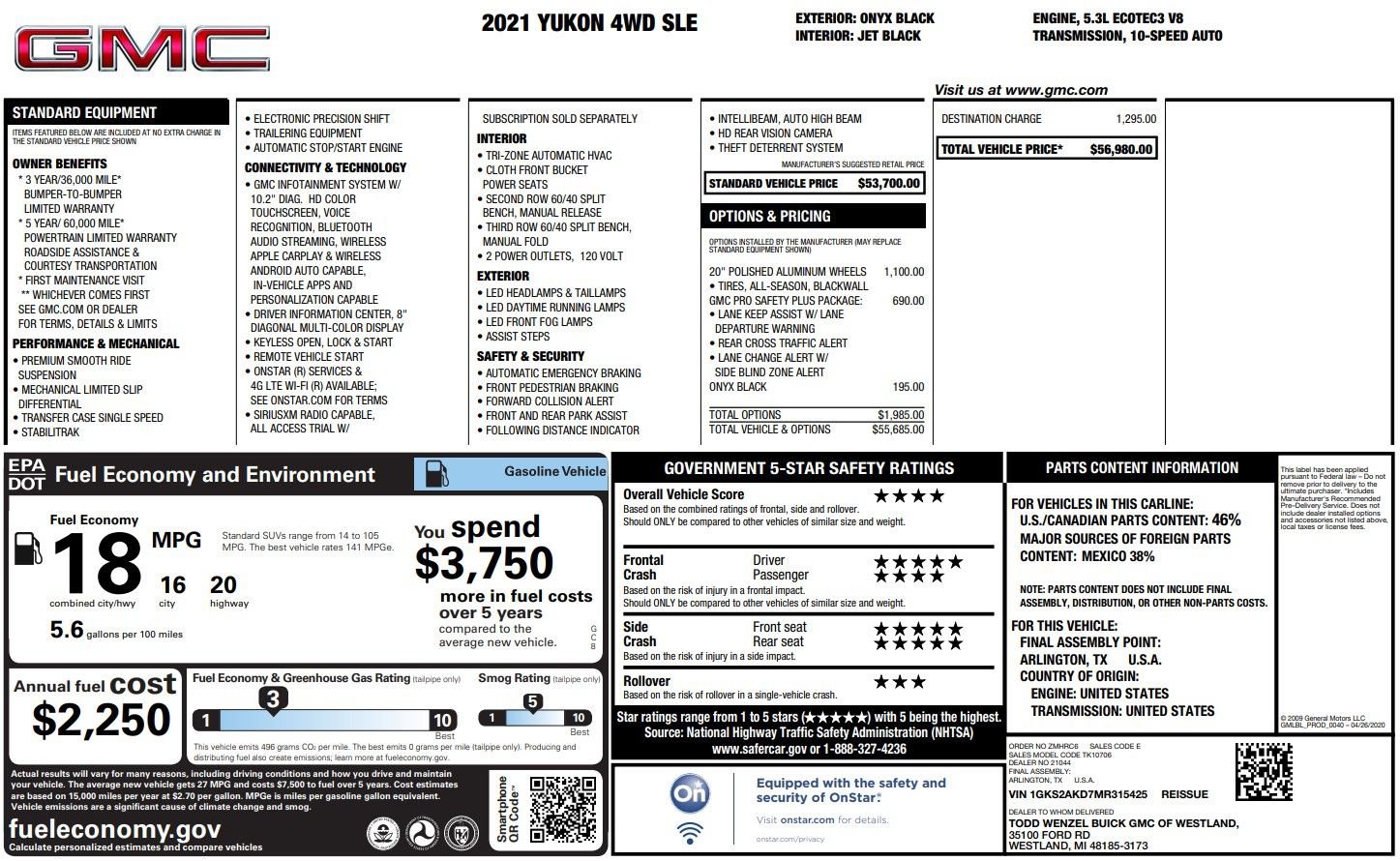 Used 2021 GMC Yukon SLE w/ Gmc Pro Safety Plus Package image 40