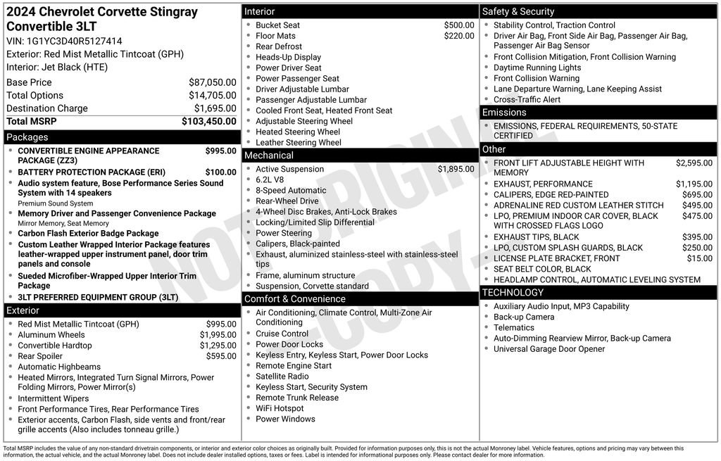 New 2024 Chevrolet Corvette Stingray Premium Conv image 18