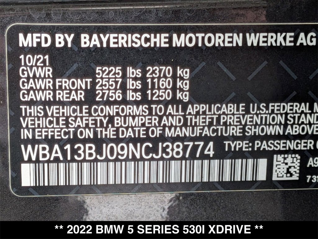 Certified 2022 BMW 530i xDrive w/ Premium Package image 32