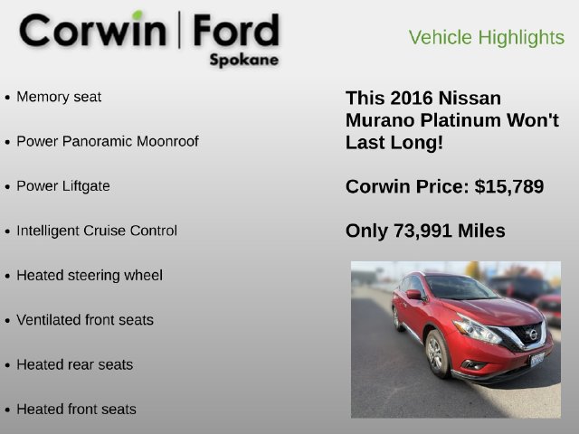 Used 2016 Nissan Murano Platinum w/ Platinum Technology Package AWD/4WD image 12