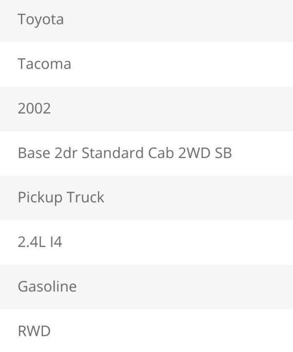 Used 2002 Toyota Tacoma 2WD Regular Cab w/ Enhancement Pkg image 12