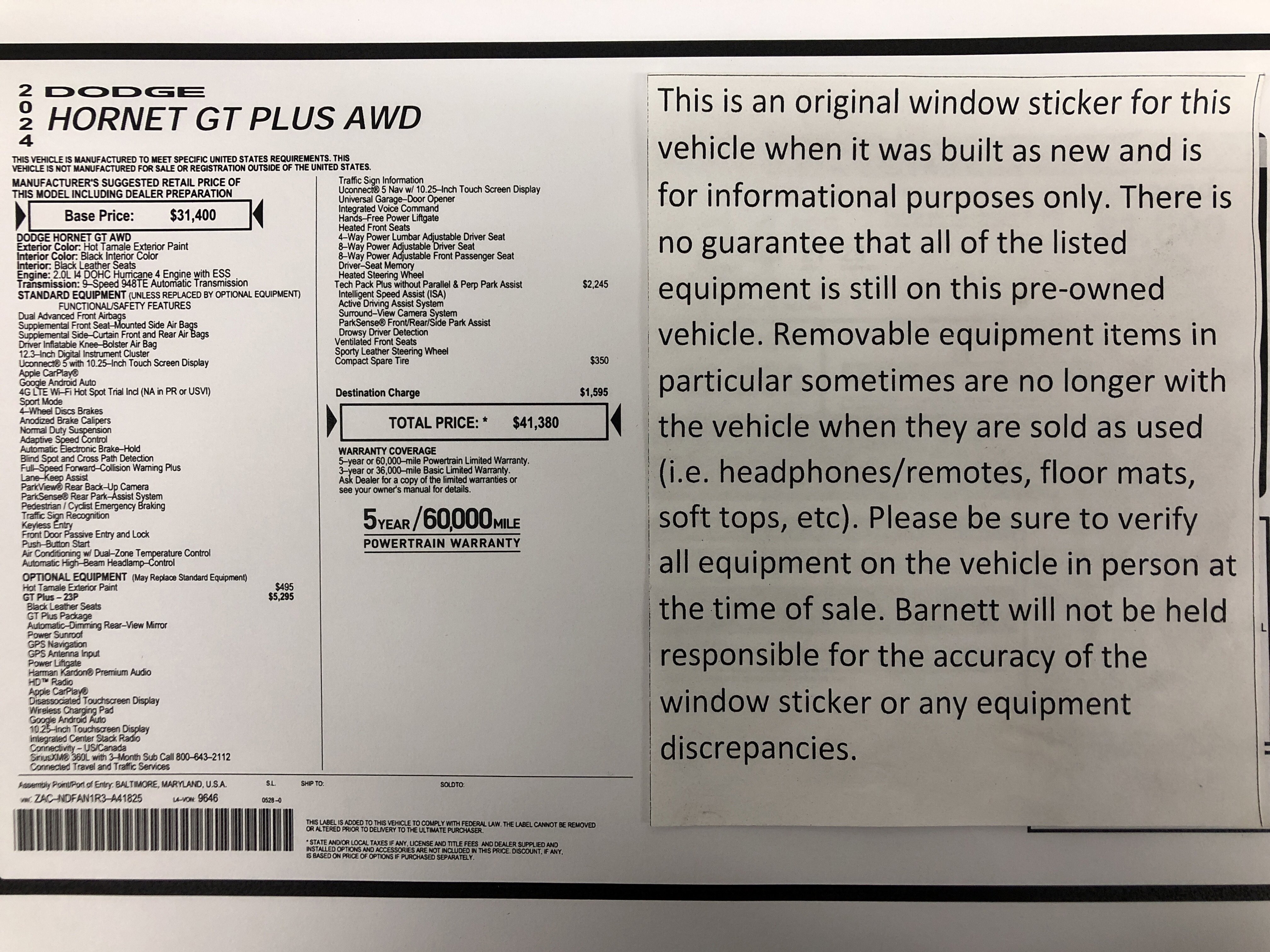Certified 2024 Dodge Hornet GT image 2