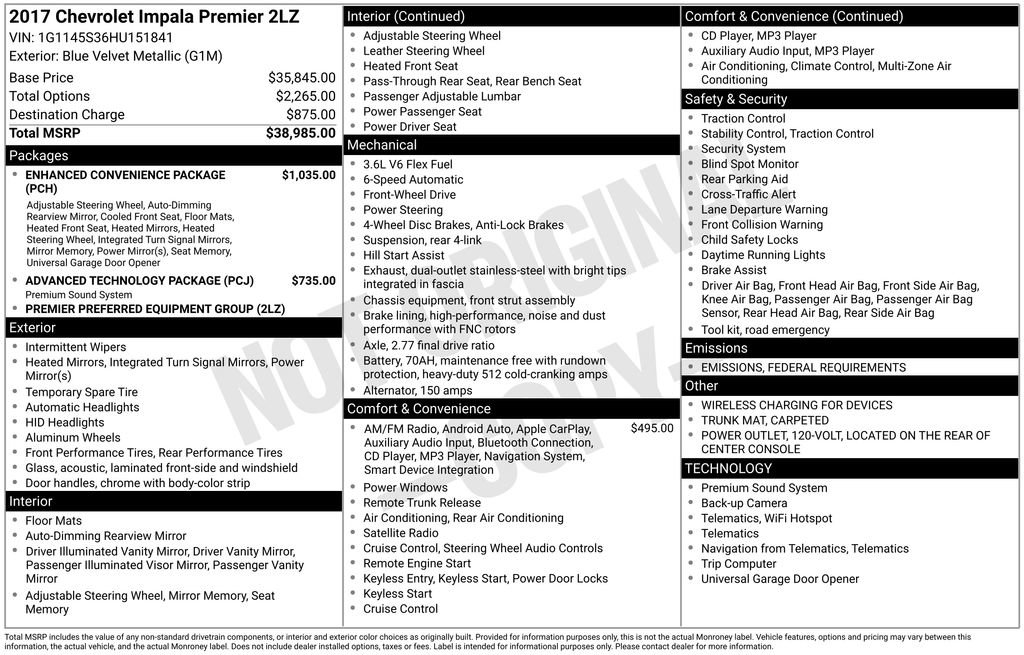 Certified 2017 Chevrolet Impala Premier w/ Enhanced Convenience Package image 10