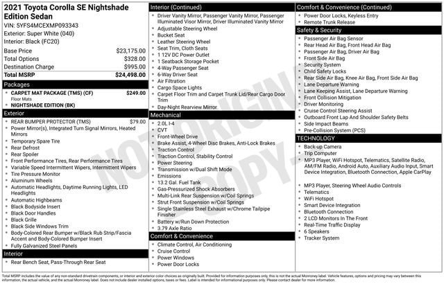 Certified 2021 Toyota Corolla SE w/ Carpet Mat Package (TMS) FWD image 32